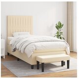 vidaXL Box spring postelja z vzmetnico krem 90x200 cm blago Cene