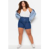 Trendyol Curve Plus Size Shorts & Bermuda - Blue - High Waist | shoptok.hr