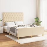 Maison Chic Posteljni okvir - Dvoposteljna postelja - Zakonska postelja brez vzmetnice krem 140x200 cm tkanina-J12201, (21762898) | Shoptok.si