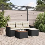 Maison Chic Seti vrtnega pohištva - Vrtna garnitura - Vrtni pohištvo set 5-delna z blazinami črn poli ratan, (21817737) | Shoptok.si