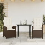 vidaXL 3-dijelni vrtni blagovaonski set s jastucima poliratan smeđi | shoptok.hr