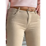 DStreet Spodnie damskie jeansowe CLARET z paskiem w zestawie jasnobeżowe UY2440 | shoptok.hr