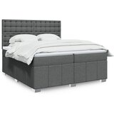 vidaXL Box spring postelja z vzmetnico temno siva 200x200 cm blago | Shoptok.si