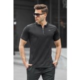 Madmext Men's Black Basic Zippered Polo T-Shirt 6076 cene