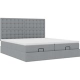 vidaXL Otomanski posteljni okvir z vzmetnicami siv 200x200 cm blago | Shoptok.si