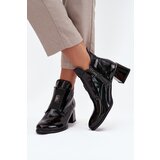 Zazoo Leather Lacquered Block Heel Boots with Decorative Detail Insulated | shoptok.hr