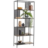 XORA regal 76/180/33 cm črna, barve hrasta Cene