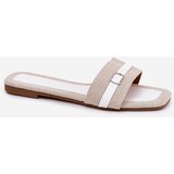 Boto Flat Ladies Slippers With Strap And Buckle Beige-White Zilina | ePonuda.com