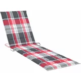 Jastuk za ležaljku crveni karirani 200x50x3 cm tkanina Oxford
