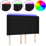  LED uzglavlje crno 147 x 16 x 118/128 cm od tkanine | shoptok.hr