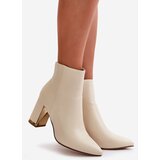 Kesi Women's ankle boots with a zip insulated eco leather light beige Mevair | Shoptok.si