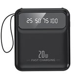 Avizar Baterija PowerBank 10000mAh 20W z LED zaslonom / svetilko / kompaktnimi kabli, Črna, (5000017400) | Shoptok.si