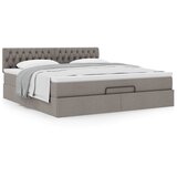 vidaXL Otomanski posteljni okvir z vzmetnico taupe 160x200 cm blago | Shoptok.si