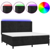 Maison Chic Box spring postelja - Vzmetna postelja z vzmetnico LED črna 200x200 cm žamet SL22374, (21891786) | Shoptok.si