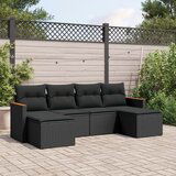 vidaXL 6-dijelni set vrtnih sofa s jastucima crni od poliratana | shoptok.hr
