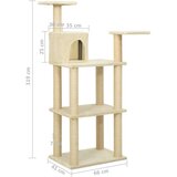 vidaXL penjalica za mačke sa stupovima za grebanje krem 119 cm | shoptok.hr