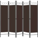 vidaXL Paravan 5-delni rjav 200x180 cm | Shoptok.si