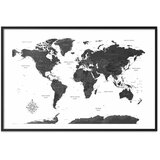 Plakat - Monochromatic Map 60x40 Crni okvir s margom | shoptok.hr