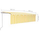 vidaXL Avtomatsko zložljiva tenda s senčilom 5x3 m rumena in bela | Shoptok.si