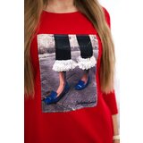 Kesi Dress with 3D graphics with zircons red | Shoptok.si