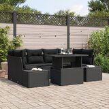 vidaXL Set vrtnih sofa Set od 7 Crna Poli ratan, staklo Set vrtnih sofa Cijene