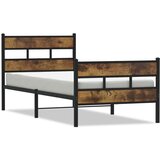 Maison Chic Kovinski Posteljni okvir - Enojna postelja - Postelja za odrasle brez vzmetnice dimljen hrast 90x200 cm, (21695568) Cene