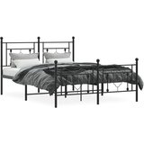  Metalni okvir kreveta uzglavlje i podnožje crni 135x190 cm | shoptok.hr