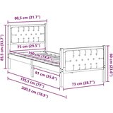  Okvir za krevet Tamno siva 75 x 190 cm tkanina | shoptok.hr