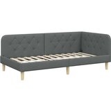  Kutni okvir kreveta s uzglavljem Tamno siva 90 x 200 cm tkanina | shoptok.hr