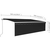 vidaXL Ročno zložljiva tenda s senčilom 5x3 m antracitna | Shoptok.si