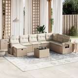 vidaXL 9-dijelni set vrtnih sofa s jastucima bež od poliratana | shoptok.hr
