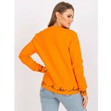 Fashion Hunters Orange women's sweatshirt without a hood with a zipper Cene