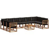  Set vanjskih sofa s jastukom 11 pcs Prirodna i crna | shoptok.hr