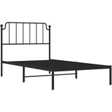 Metalni Kovinski posteljni okvir z vzglavjem črn 100x190 cm | Shoptok.si