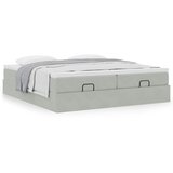 vidaXL Otomanski posteljni okvir z vzmetnicami siv 160x200 cm žamet | Shoptok.si