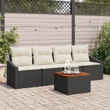 vidaXL 5-dijelni set vrtnih sofa s jastučićima Crni Poli Ratan Akacija Cijene