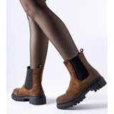 Gemre Brown ankle boots with rhinestones eco-suede Grinzane | shoptok.hr