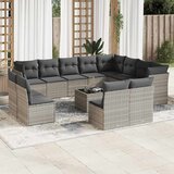 Maison Chic Seti vrtnega pohištva - Vrtna garnitura - Vrtni pohištvo set 13-delna z blazinami siv poli ratan, (21809762) | Shoptok.si