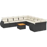  The Living Store Vrtna sedežna garnitura 11-delna z blazinami črn poli ratan - Vrtna Sedežna Garniture, (21451393) | Shoptok.si