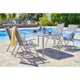 Ambia Garden ZLOŽLJIV VRTNI SEDEŽ aluminij srebrne barve, svetlo rjava | Shoptok.si