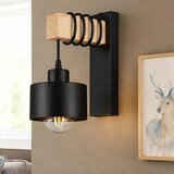 Aptel ZD192 stenska svetilka E27 – les in jeklo, loft dizajn, do 35 W, črna | Shoptok.si