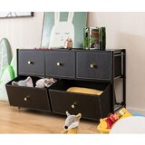 Namještaj Komoda za spavaću sobu s 5 ladica, široka komoda od tkanine s metalnim okvirom, 100 x 30 x 58,5 cm, prozirne boje | shoptok.hr