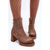 LEMAR Suede Boots On Heel Liresa Brown Cene