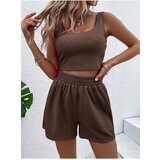 Know Women's Brown Ribbed Shorts Set cene