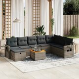 Maison Chic Seti vrtnega pohištva - Vrtna garnitura - Vrtni pohištvo set 9-delna z blazinami siv poli ratan, (21798109) | Shoptok.si