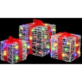 vidaXL Darilna škatla med 60 LED 3 pcs večbarvno 20 x 20 x 20 cm Akril | Shoptok.si