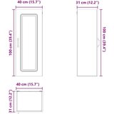 vidaXL Stenska kuhinjska omarica Visok sijaj bela 40 x 31 x 100 cm | Shoptok.si