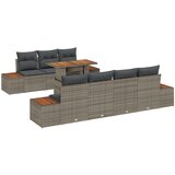 vidaXL vrtni kavč set Set 8 Siva Poli ratan, les Zunanje pohištvo, (22065163) | Shoptok.si