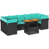  Vrtna garnitura - 8-dijelni set vrtnih sofa s jastucima crni od poliratana - Crna 1 | shoptok.hr