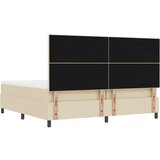  Postelja z box springom z vzmetnico in klopjo kremne barve 200x200 cm tkanina, (22081065) | Shoptok.si